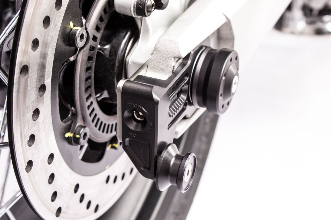 GILLES Axle Block, chain adjuster, Ducati Scrambler 800 and Scrambler 1100, matt black