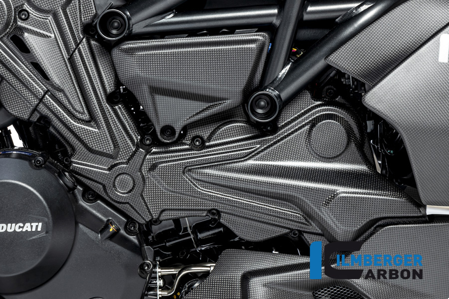 Ilmberger Carbon toothed belt, timing belt cover for horizontal cylinder, matt, Ducati Diavel 1260, 2019-