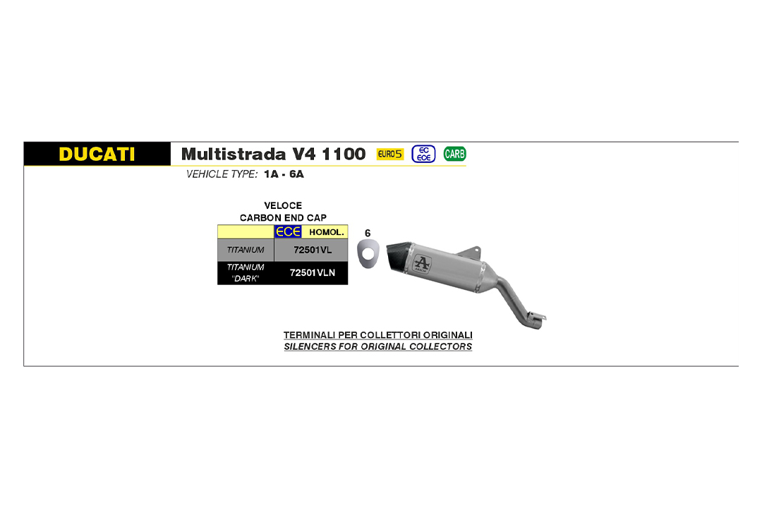 ARROW VELOCE Slip-On Titanium Ducati Multistrada V4 2021-