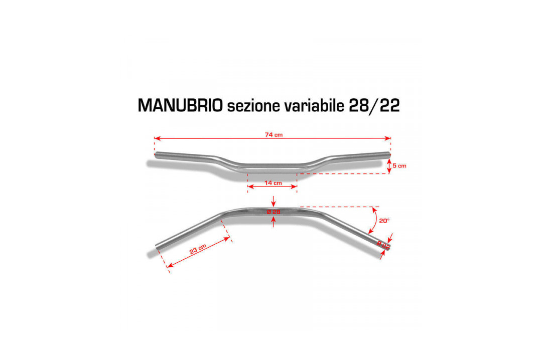 BARRACUDA Superbike handlebar Aluminium 28/22mm Tapered Red