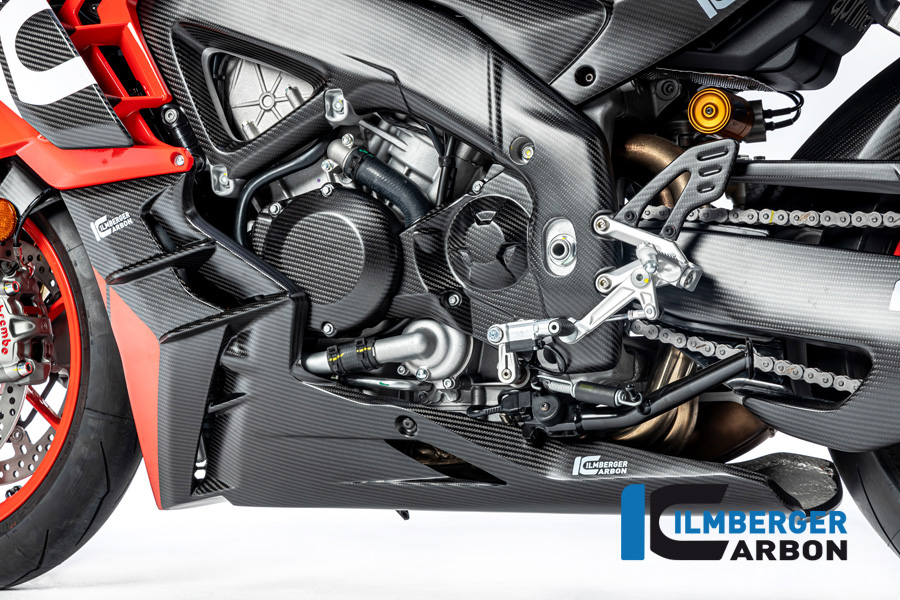 Ilmberger Carbon belly pan complete long version matt for Aprilia Tuono V4 2021-