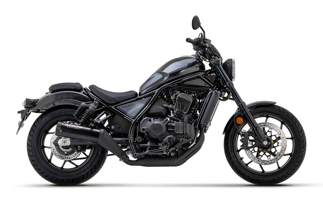 ARROW REBEL DARK Slip-On Exhaust with Black Aluminium End Cap for Honda CMX 1100 Rebel Model Year 2021-