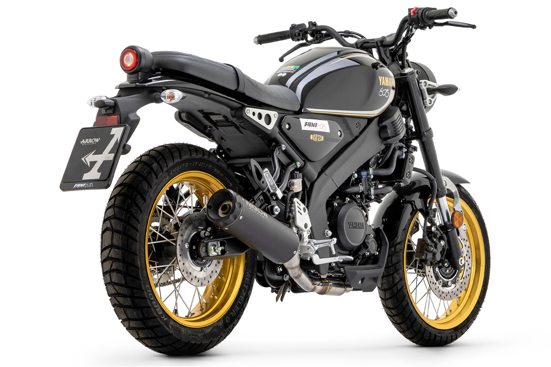 ARROW REBEL DARK Sip-On Exhaust with Aluminium End Cap for Yamaha XSR 125 Model Year 2022-