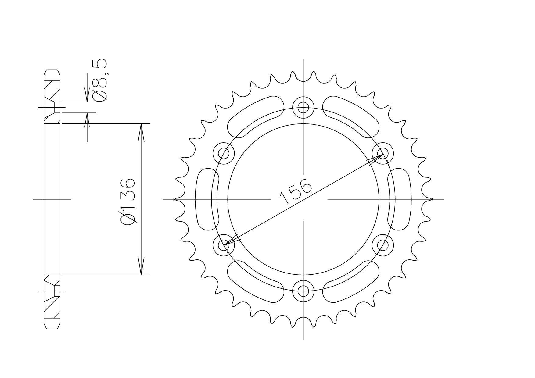 rear sprocket Steel, 59 Teeth, Pitch 428