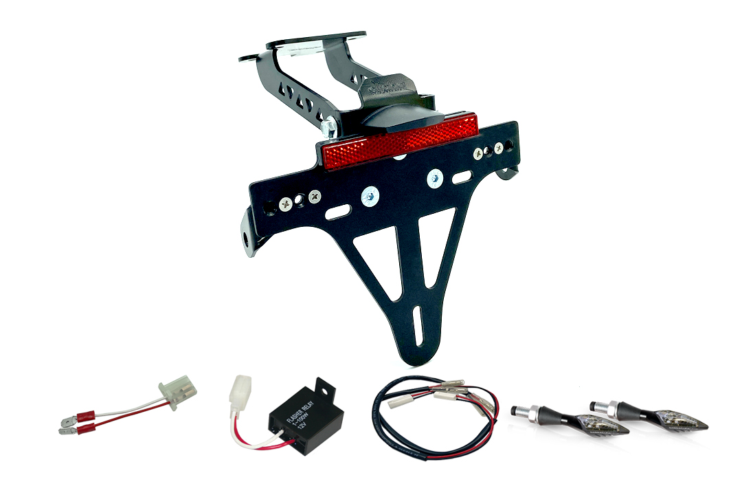 alpha Technik Number Plate Holder-flasher light, turn signal-Kit M-LED for Yamaha MT125 from 2019 Model Year (Rear)