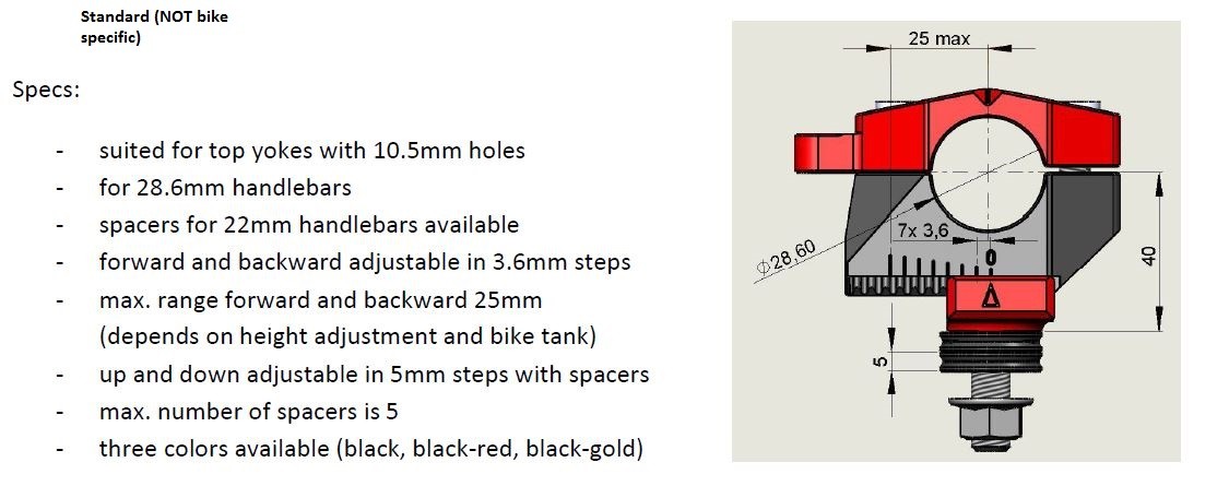 GILLES 2DGT adjustable handlebar risers black
