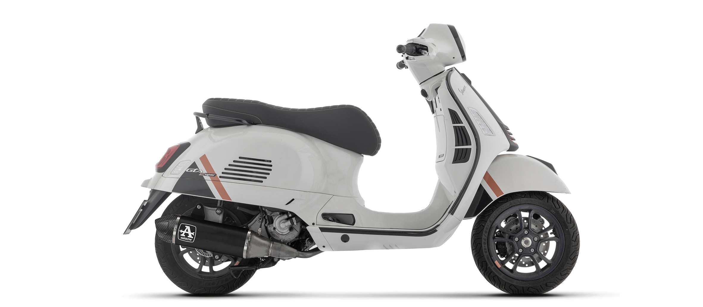 ARROW DARK URBAN Exhaust for Vespa GTS310 2025-, Black Aluminium with Carbon End Cap, without street approval