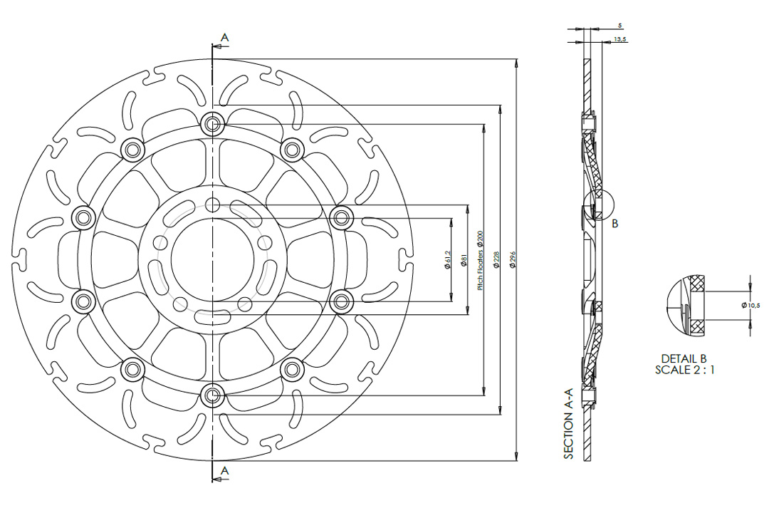 alpha Technik brake disc Omega-Design ABD33, fronte for Kawasaki ZX6R, ZX9R Ninja