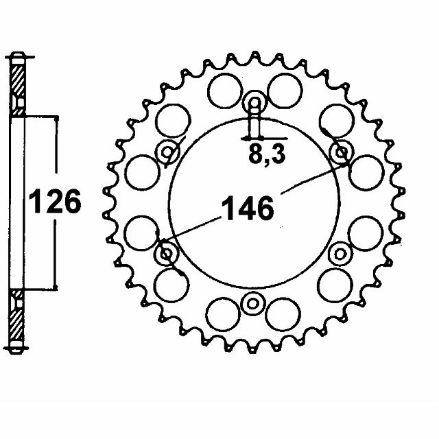 rear sprocket Steel, 50 Teeth, Pitch 428