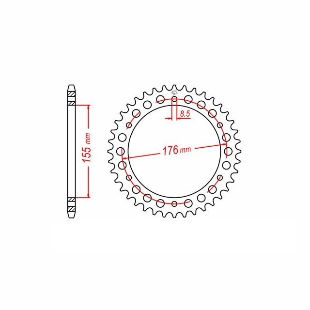 rear sprocket Steel, 42 Teeth, Pitch 530, Black