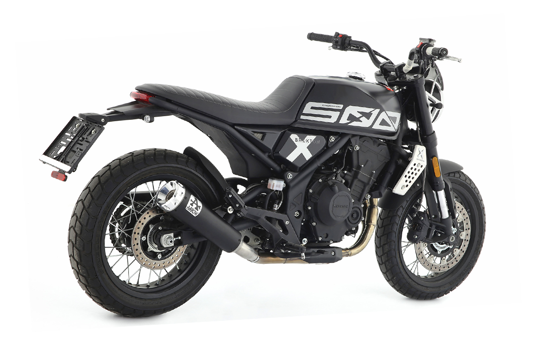 ARROW REBEL Slip-On Exhaust for Brixton CrossFire 500 X 2021-, Black Stainless Steel with Aluminium End Cap