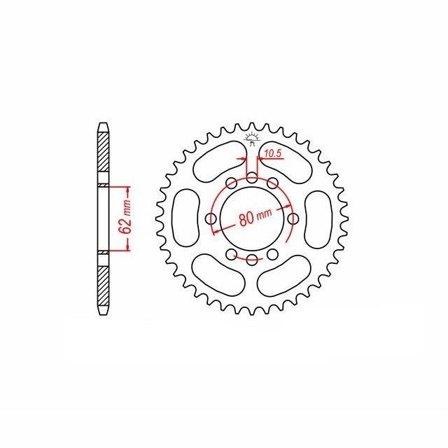 rear sprocket Steel, 49 Teeth, Pitch 428