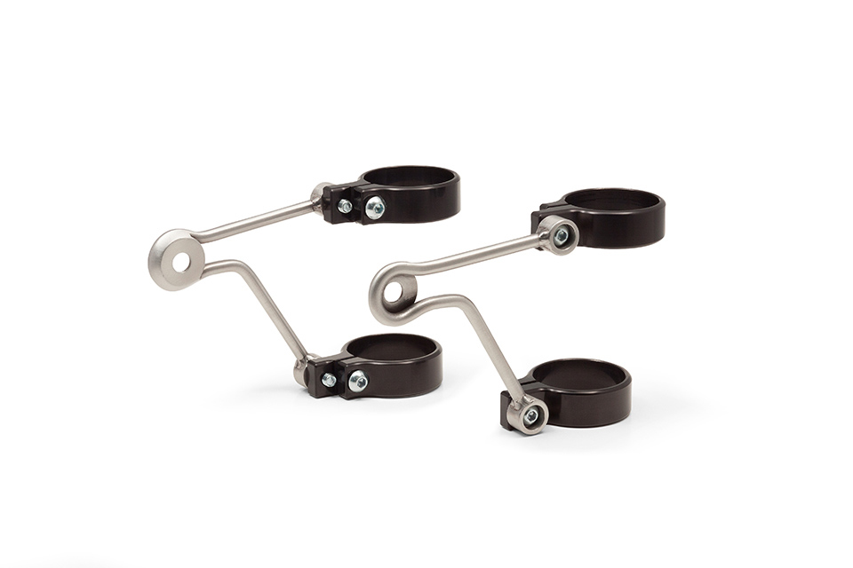 LSL Headlight Bracket 53/55mm, Stainless Steel with flasher light, turn signal Mounting