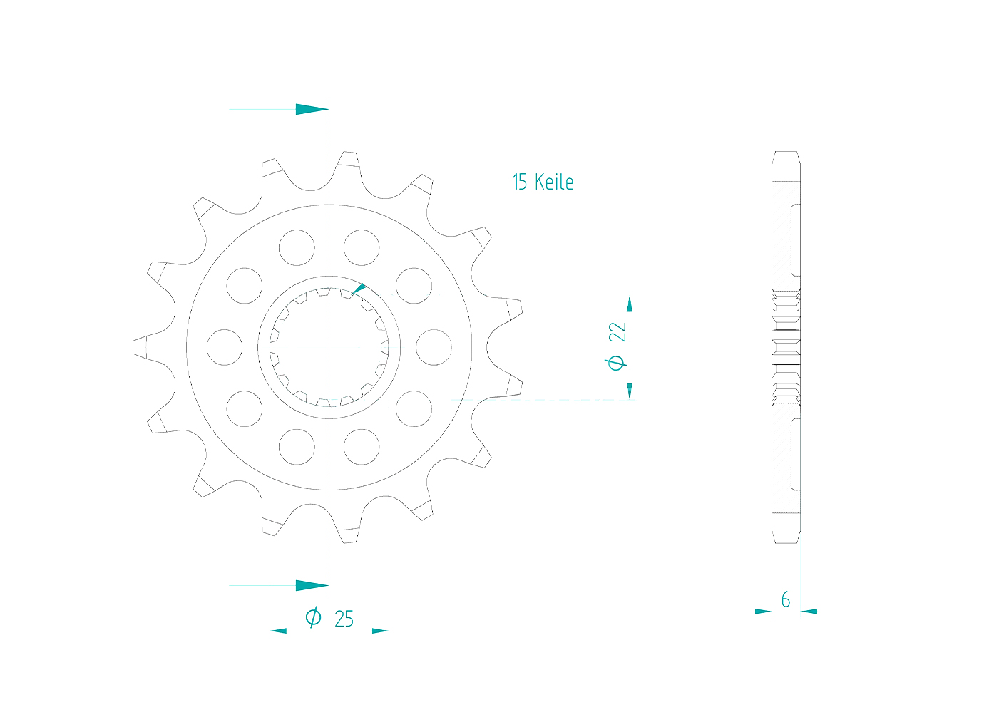 Sprocket, 15 teeth, 520 pitch