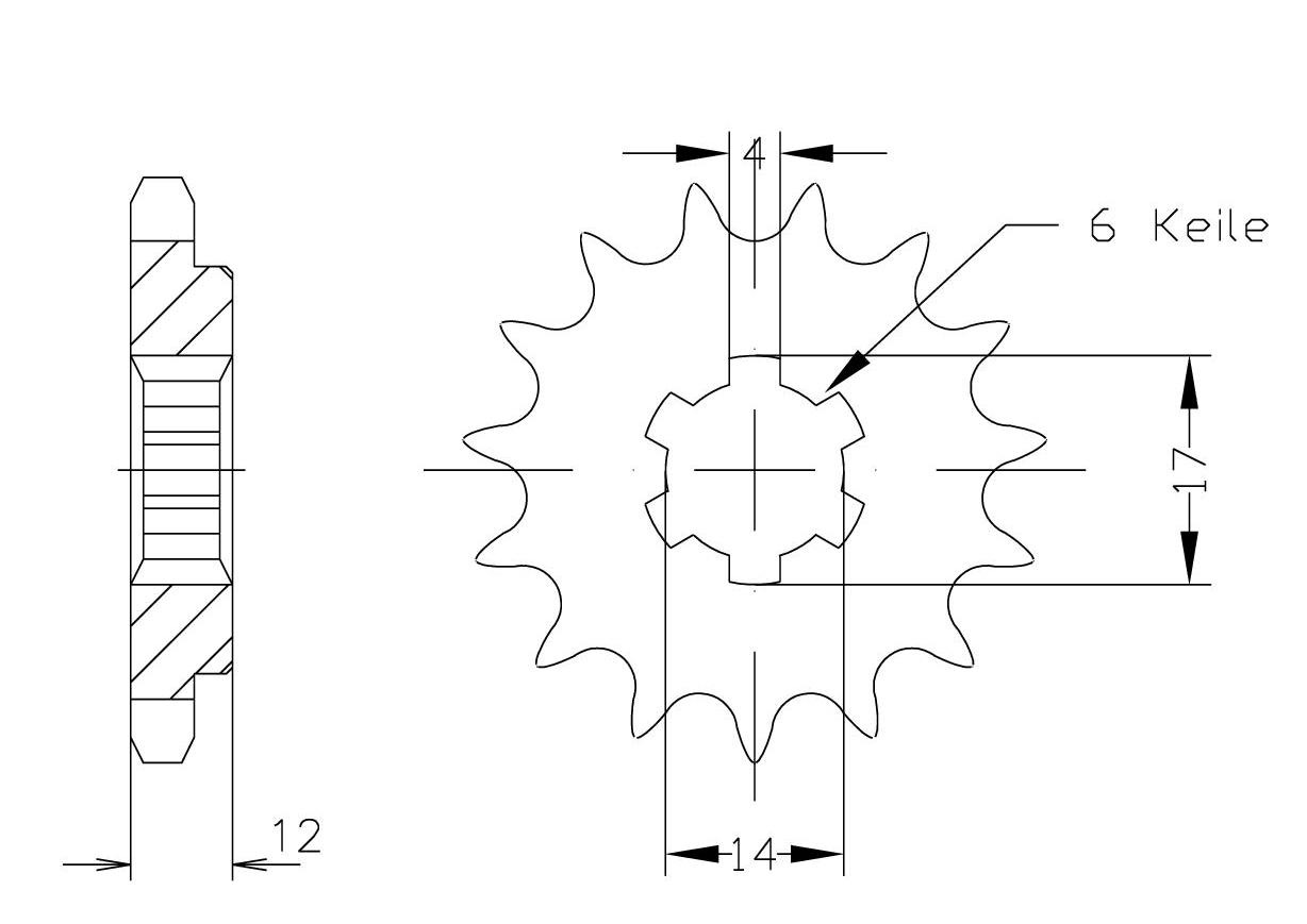 Sprocket, 13 Teeth, Pitch 428
