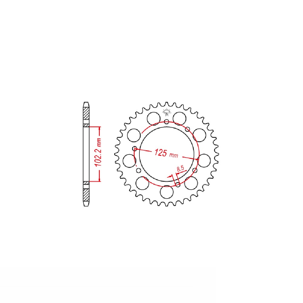 rear sprocket Steel, 59 Teeth, Pitch 420