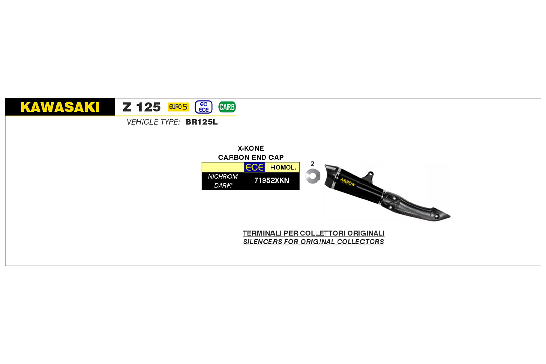 ARROW X-KONE DARK NiChrom Exhaust for Kawasaki Z 125 from model year 2021-