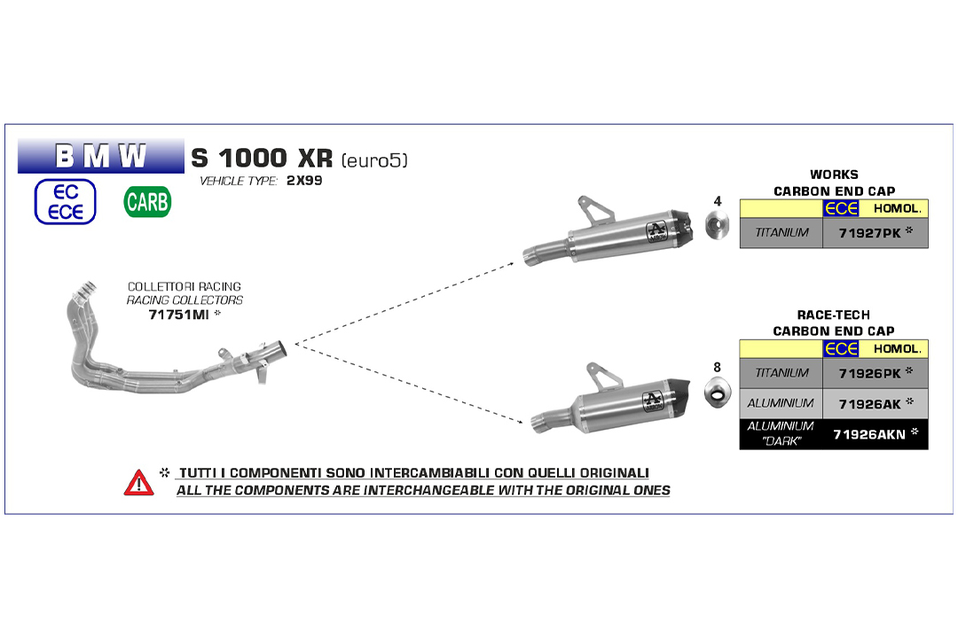 ARROW RACE TECH Exhaust for BMW S1000XR 2020-, Aluminium