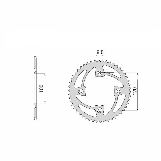 rear sprocket Steel, 52 Teeth, Pitch 428
