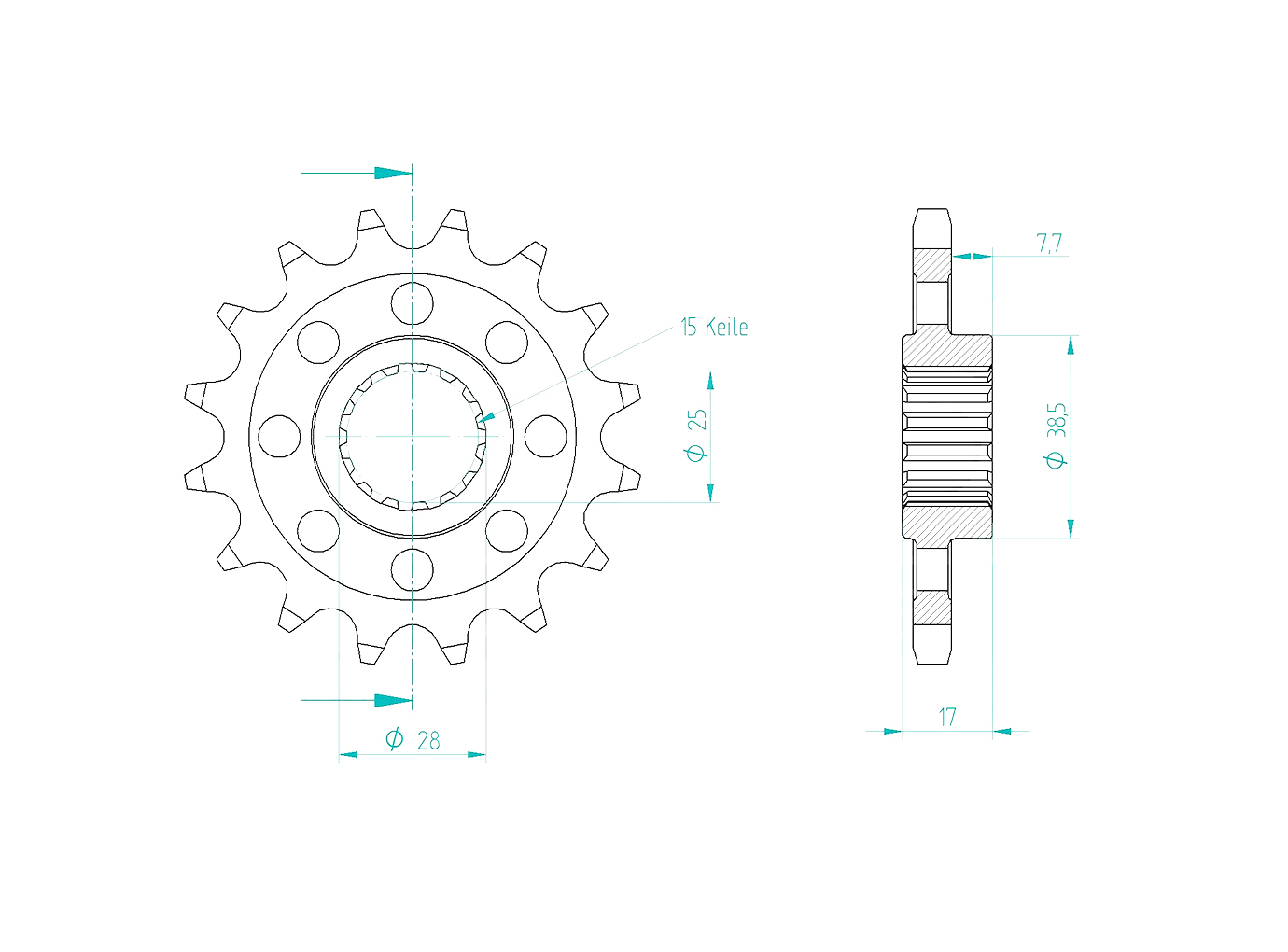 EK Chain chain kit 520 MVXZ-2 black for Honda CB7750 Hornet, Type RH12 from model year 2023-