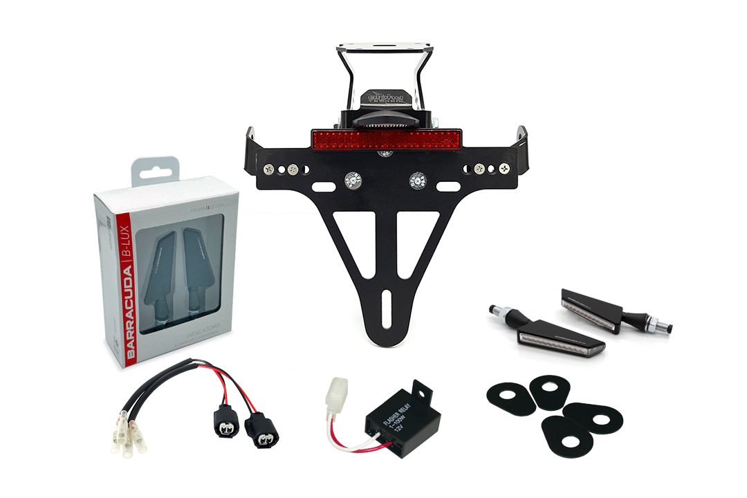 Number Plate Holder-flasher light, turn signal Kit SQ-LED (front + rear) for Kawasaki Z900RS from model year 2018 Type ZR900C and from model year 2021 Type ZR900K