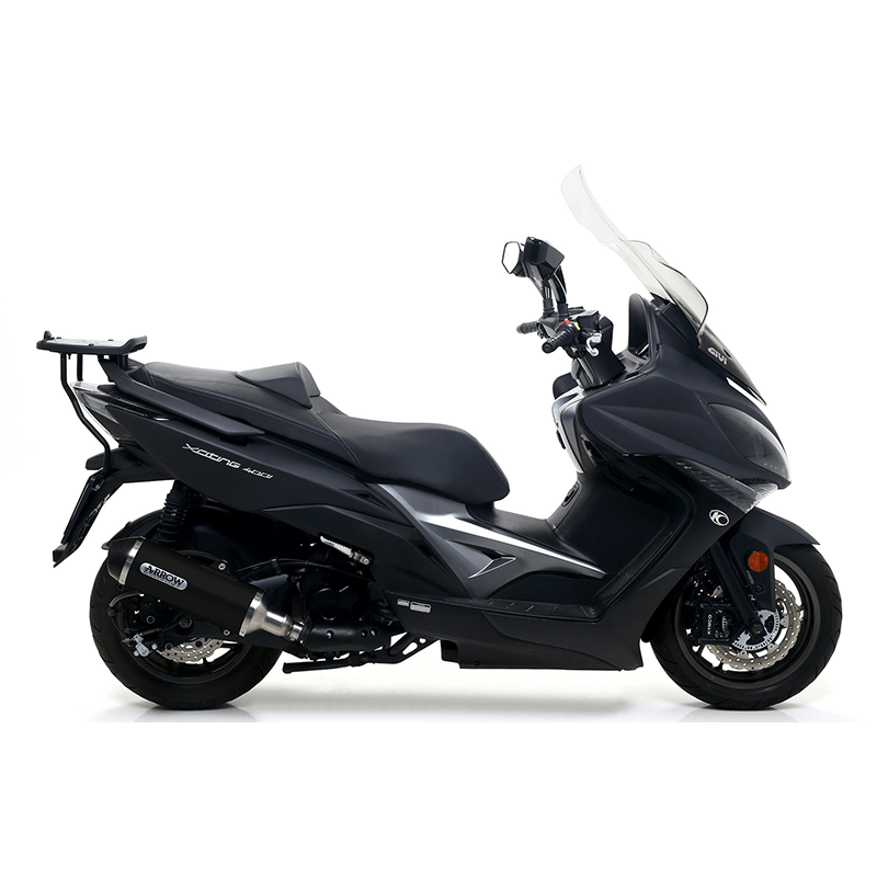 ARROW DARK URBAN Exhaust for Kymco XCiting 400i 2017-, Black Aluminium (Only with ARROW link pipe)