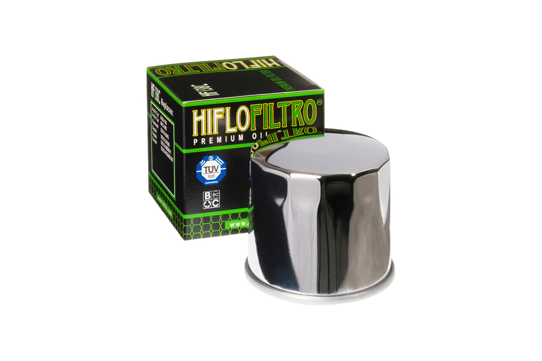 HIFLO oil filter HF138C chrome-plated for various Aprilia / Kawasaki / Suzuki models