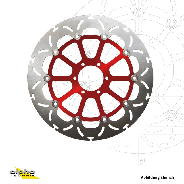 alpha Technik brake disc ABD33 red for Yamaha T Max 500 SJ06 model year 2008-2011