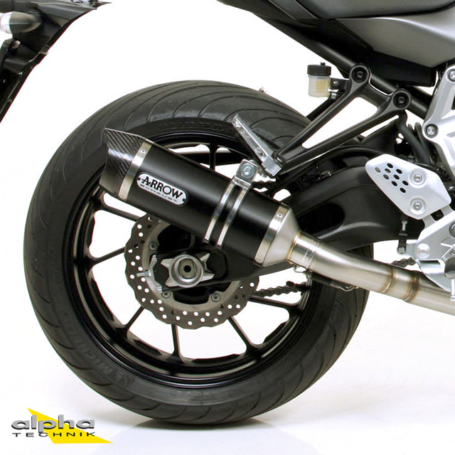 ARROW DARK THUNDER Exhaust for Yamaha MT07 / Tracer 700 2014-2020, Black Aluminium with Carbon End Cap (Only with ARROW Header)