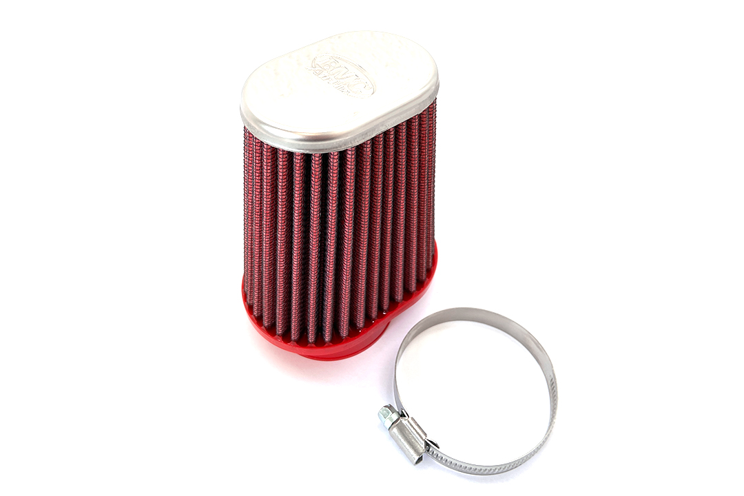 BMC Universal Conical Sports Air Filter, 55 mm Diameter, 120 mm Length, right side R/S, Chrome Cap