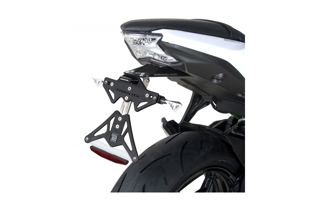 Barracuda Number Plate Holder for use with Accessory flasher light, turn signals for Kawasaki Z650 Ninja 2017-2019