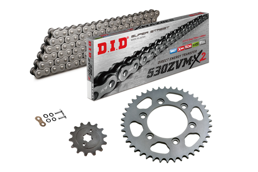 DID chain kit with 530ZVM-X2 chain, standard colour, for Honda CBR900RR, type SC44 and SC50, model year 2000- and CBR900RR (USA with 954 cc)