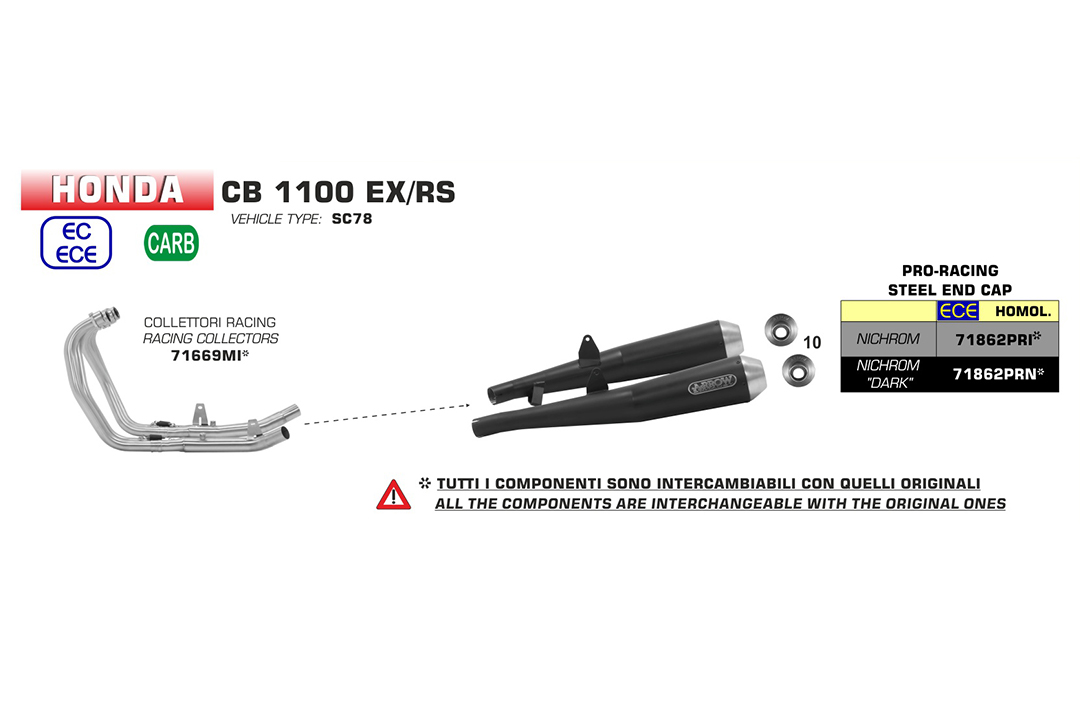 ARROW Exhaust DARK PRO-RACE for Honda CB1100 2017-, black stainless steel