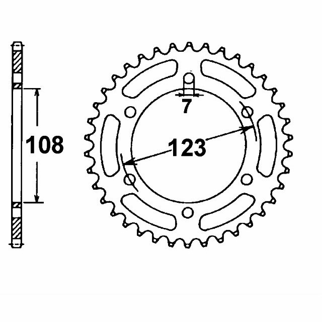 rear sprocket Steel, 49 Teeth, Pitch 428