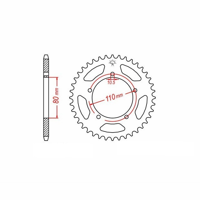 rear sprocket Steel, 39 Teeth, Pitch 520