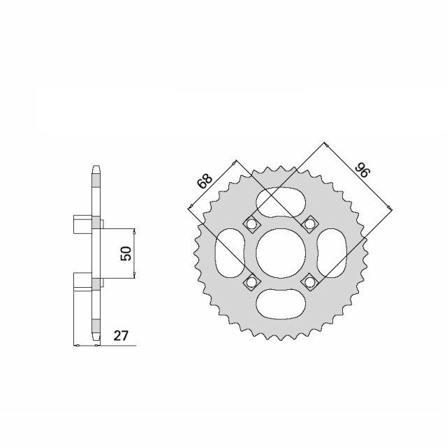 rear sprocket steel, 44 teeth, pitch 420