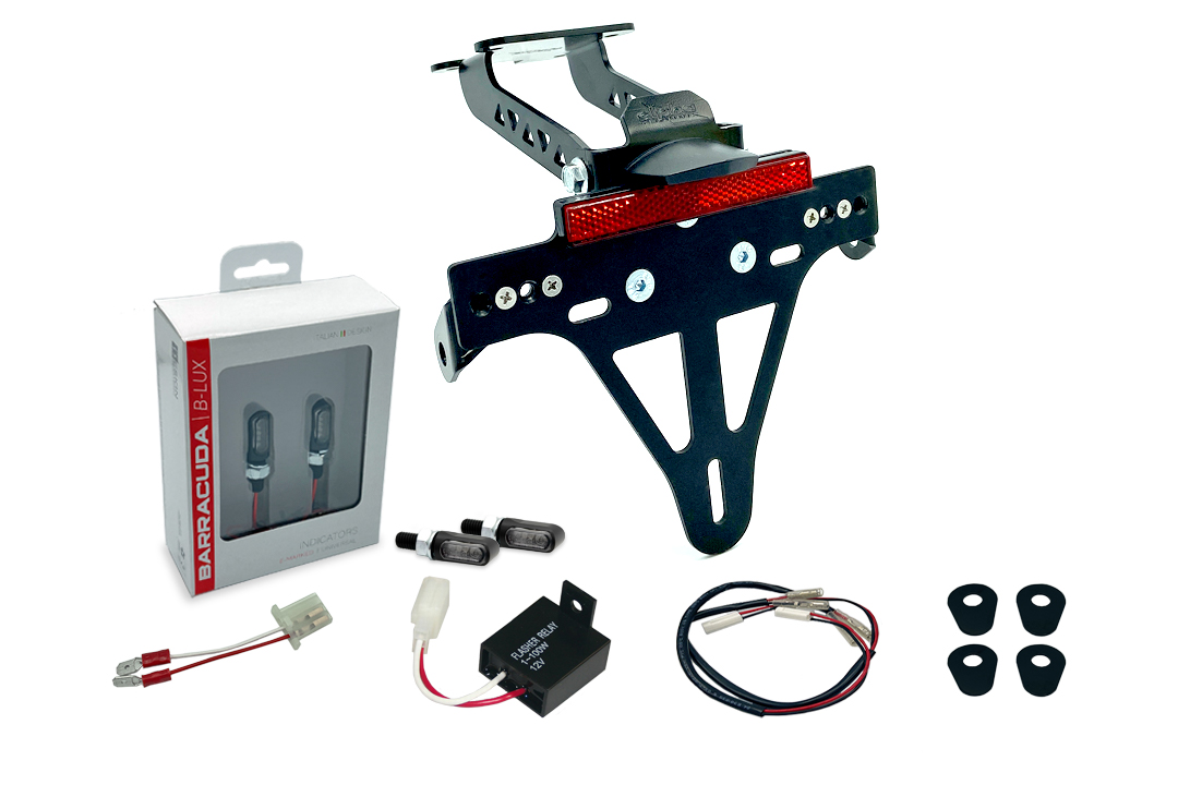 alpha Technik Licence Plate Holder-flasher light, turn signal-Kit M-LED (front + rear) for Yamaha YZF-125R from Model Year 2019-