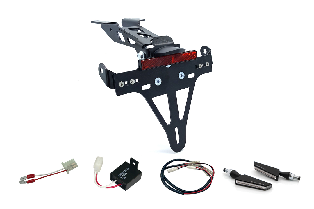 alpha Technik License Plate Holder-flasher light, turn signal-Kit SQ-LED for Yamaha MT125 from model year 2020 (Rear)