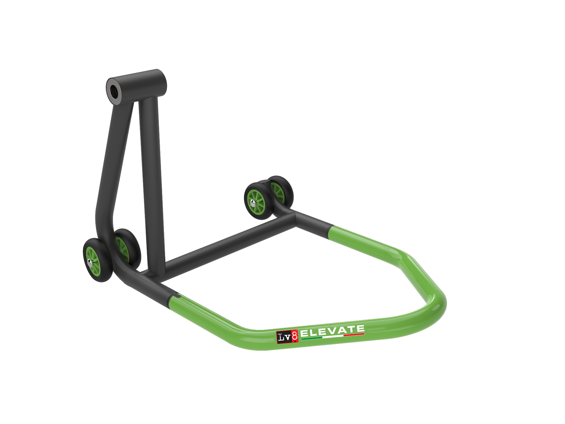 LV8 ELEVATE single-sided left paddock stand without pin, Black/Green