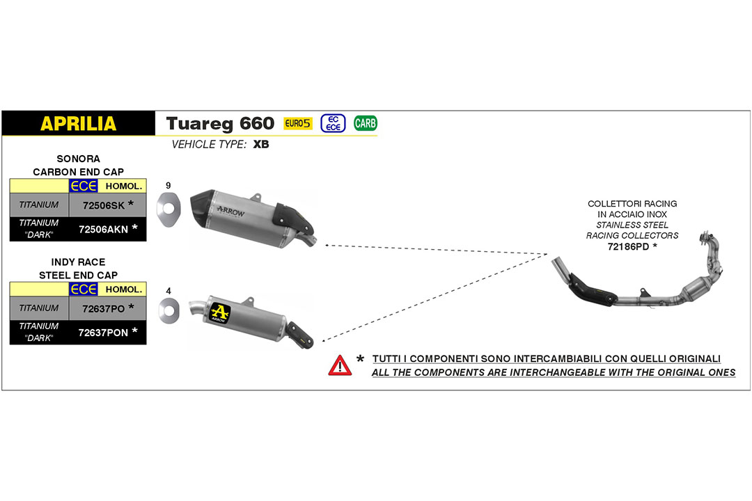 ARROW Racing Stainless Steel Header for Aprilia Tuareg 660 from Model Year 2022-