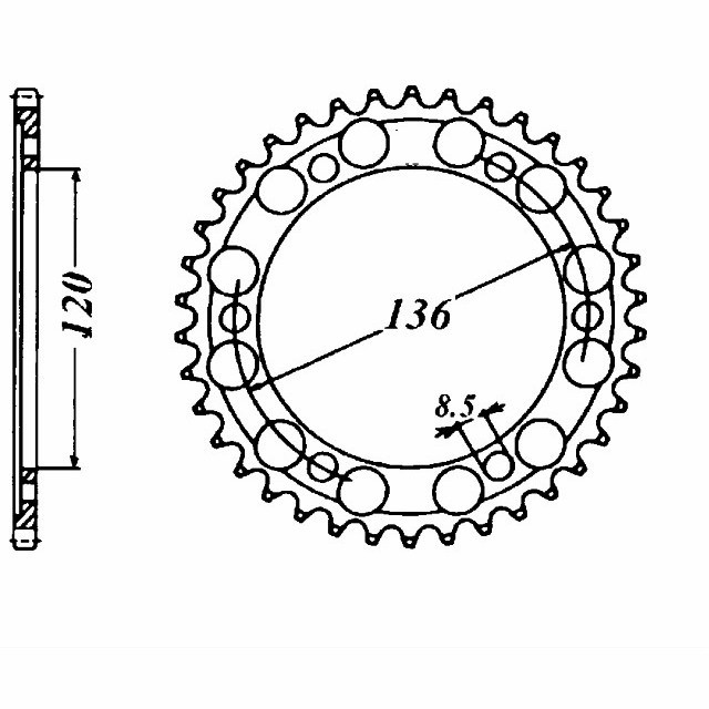 rear sprocket Steel, 51 teeth, Pitch 428