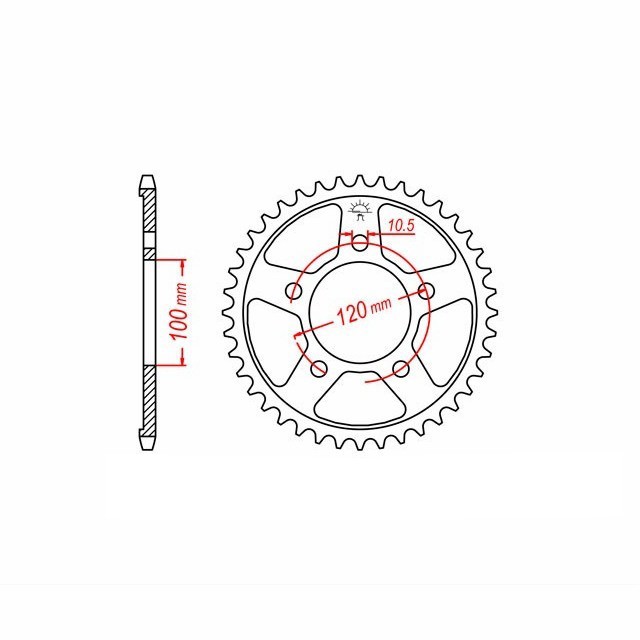 rear sprocket Steel, 46 Teeth, Pitch 525