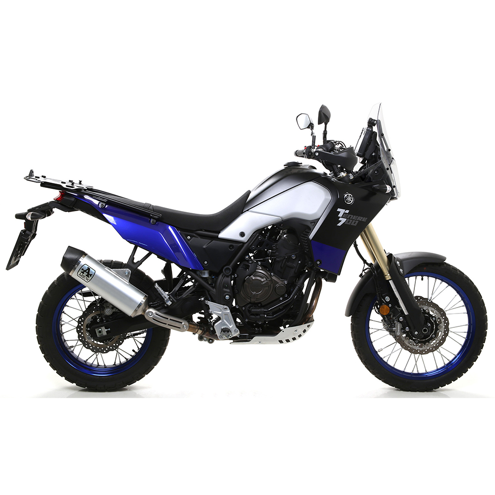 ARROW INDY RACE Silencer with Silver Aluminium Sleeve and Carbon End Cap for Yamaha Tenere 700 from Model Year 2019