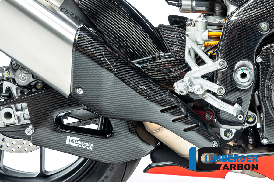 Ilmberger Carbon Exhaust Heat Shield fronte gloss for Aprilia RSV4 / Tuono V4 2021-