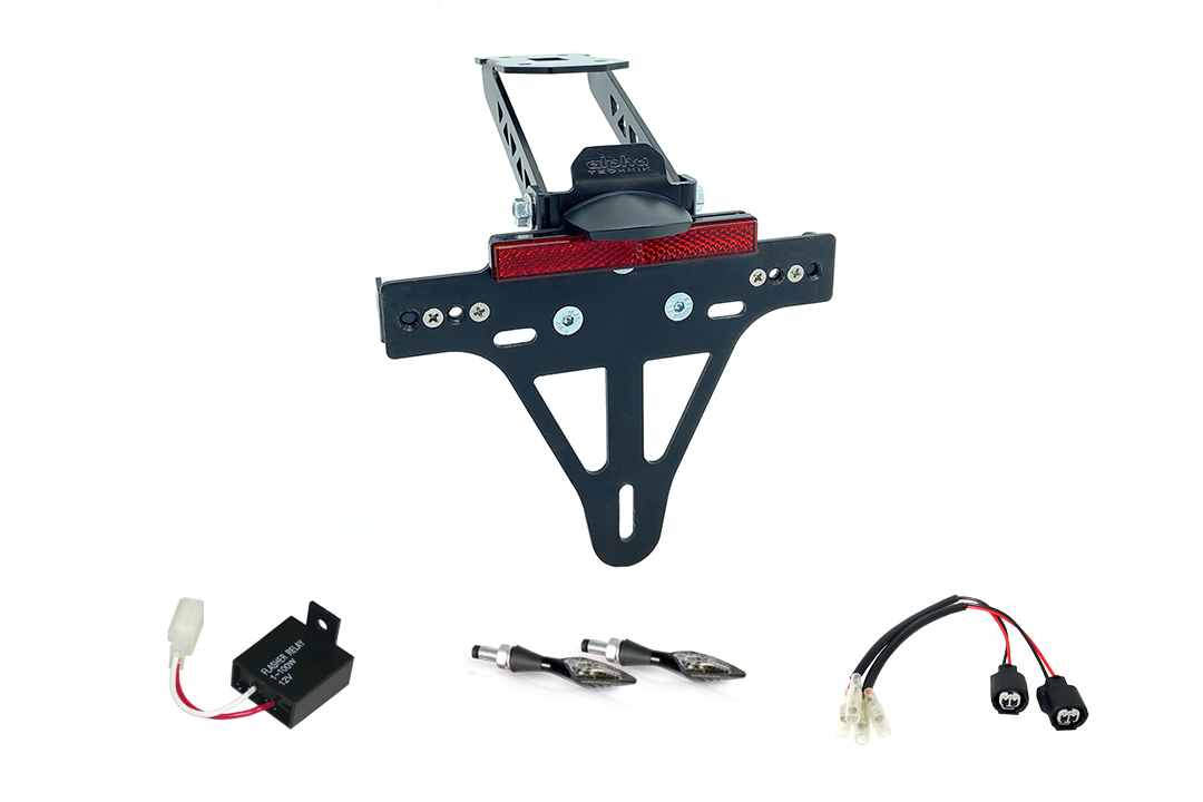 License Plate Holder-flasher light, turn signal-Kit XLED Kawasaki Z1000SX from Model Year 2011 or Ninja 1000SX from Model Year 2020 (Rear)