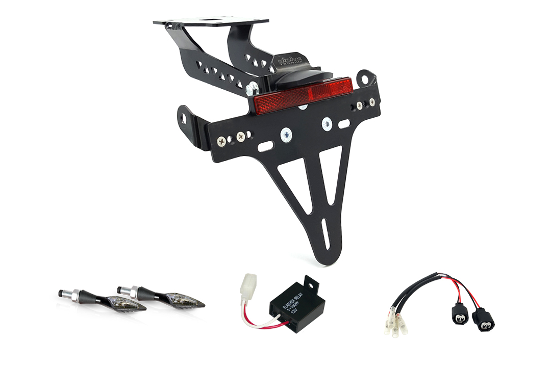 alpha Technik License Plate Holder-flasher light, turn signal-Kit X-LED for Kawasaki Z900 from model year 2020- (Rear)