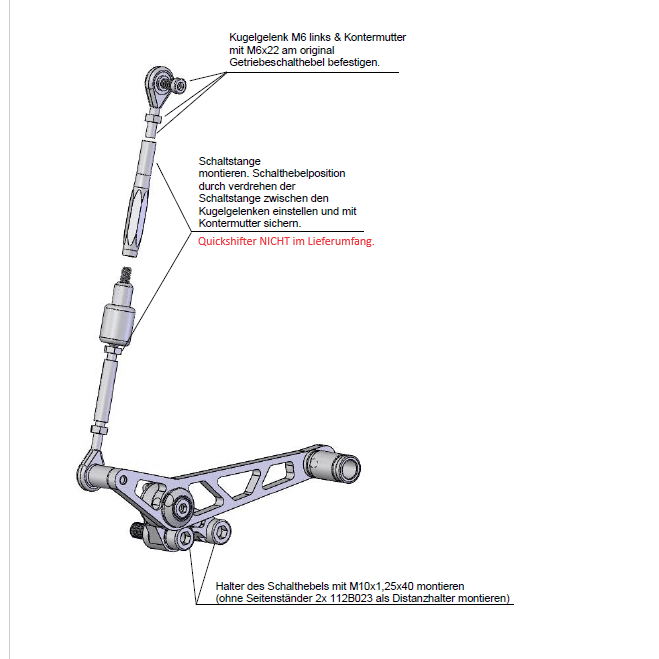 LSL conversion kit Reverse Shift, Shift Rod for Quick Shifter, Street Triple R 13-