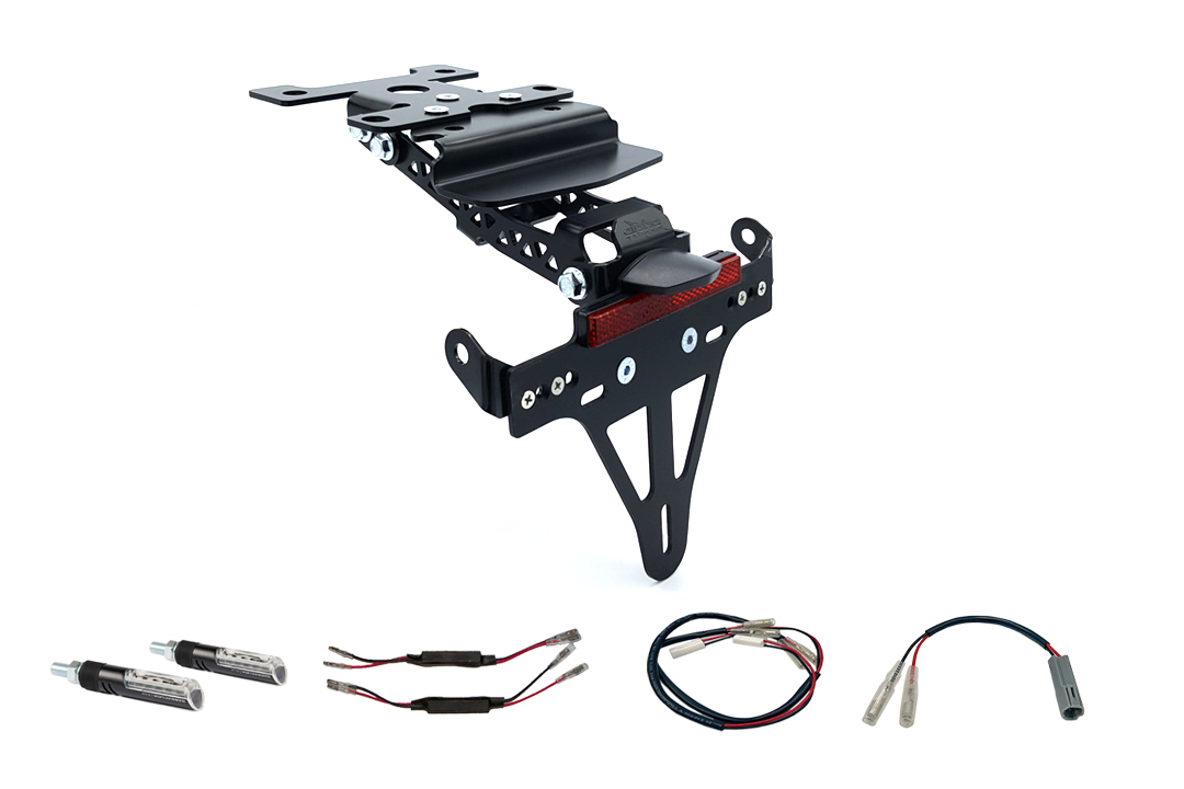 alpha Technik License Plate Holder-flasher light, turn signal-Kit IDEA for Yamaha Tenere 700 from Model Year 2019 (Rear)