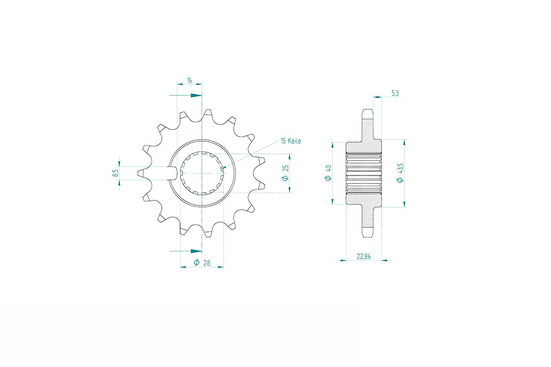 Sprocket, 17 teeth, 525 pitch