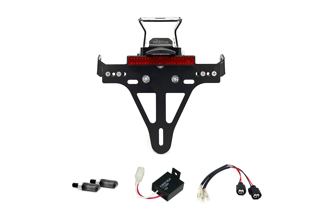 License Plate Holder-flasher light, turn signal-Kit MLED for Kawasaki Z900RS from model year 2018 Type ZR900C and from model year 2021 Type ZR900K (Rear)